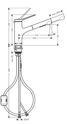 Смеситель для кухни Hansgrohe Zesis M33 2jet 150 74800670 матовый черный