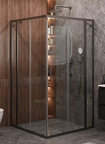 Душевой уголок Cezares MOLVENO-A-22-90+30-C-GM-IV 120x120 прозрачный, оружейная сталь