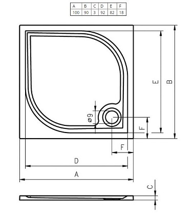 Поддон для душа Riho Kolping 100x90