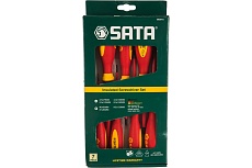 Комбинированный набор изолированных крестовых и плоских отверток 7шт Sata 09301A