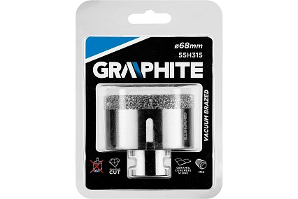 Коронка алмазная вакуумная пайка 68 мм, M14 Graphite 55H315