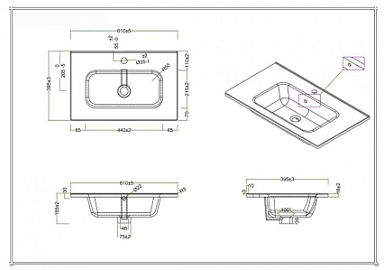 Раковина BelBagno 60 см BB600/390ETL