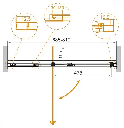 Душевая дверь Cezares Variante VARIANTE-B-1-70/80-C-Cr 70/80x195 прозрачная