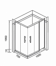 Душевой уголок Parly QZ71B 100x70 прозрачный, черный, с поддоном