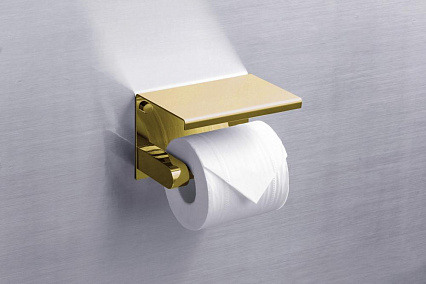 Держатель туалетной бумаги Rush Edge ED77141 с полкой, золото
