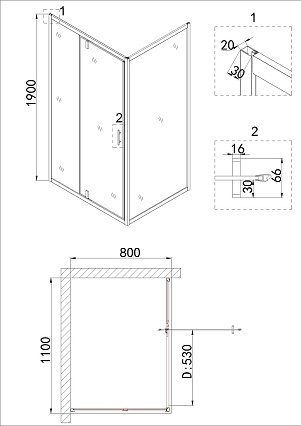 Душевой уголок Niagara Nova NG-63-11A-А80 110x80 прозрачный, хром