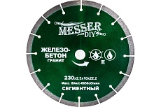 Диск алмазный сегментный по железобетону, граниту (230х22.2 мм) Messer DIY 01.230.016