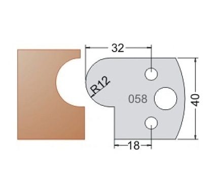 Нож мультисистема HSS полуштап R12 40x20x4 мм Dimar 3305840