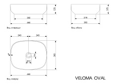 Раковина Plumberia Selection Veloma OVAL BDT 48 см белый матовый/Blu Denim
