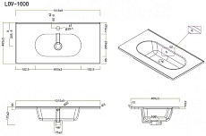 Раковина BelBagno 100 см LOV-1000-LVB