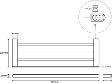 Полка для полотенец Bemeta Galla 108105080 черный/бронза