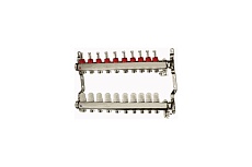 Коллекторный блок Terma нерж.1" с регулиров. клапанами и расходомерами, воздухоотв., дрен., крон. 10 вых. 14110 89335