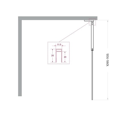 Душевая перегородка Belbagno UNO-L-1-TB-110-C-GM 110x200 прозрачная, оружейная сталь