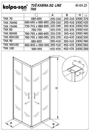 Душевой уголок Kolpa-San Q Line TKK 70x100