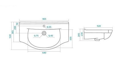 Тумба с раковиной Style Line Олеандр-2 90 см