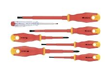 Набор диэлектрических отверток до 1000В Сибртех тестер, CrV,, двухкомпонентные рукоятки 7шт.// 12936