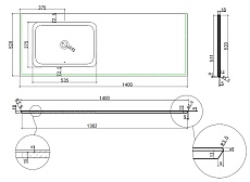 Раковина со столешницей Vincea 140 см правая, бежевый VWTB-4LX140QBG-R