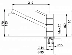 Кухонная мойка Granula Kitchen Space KS-4501U 45 см со смесителем, шварц