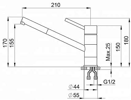 Кухонная мойка Granula Kitchen Space KS-4501U 45 см со смесителем, шварц