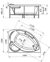 Акриловая ванна Ваннеса Алари 168х120 с г/м Классик хром, L