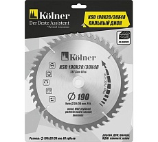 Диск пильный KSD (190 мм; переходник 20/30 мм; 48 t; 7600 об/мин) Kolner 8100300078