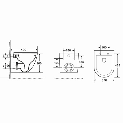 Комплект Point PN48051WC унитаз Афина PN41041 + инсталляция Элемент PN45120 + кнопка Виктория PN44061WC белый/хром