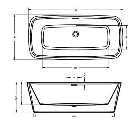 Акриловая ванна Riho Admire FS 180x84