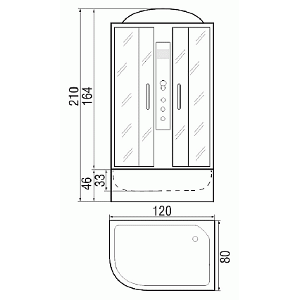 Душевая кабина River Nara 120/80/44 МТ 120x80 белый, матовое, R