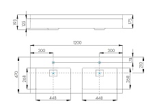 Раковина Акватон Сакура 120 см 1A72433KSK010, две чаши