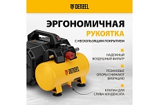 Компрессор Denzel dls750/6 безмасляный малошумный 750 вт, 140 л/мин, ресивер 6 л 58019