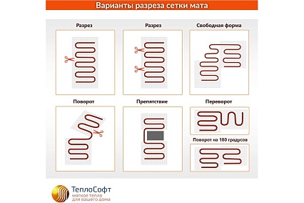 Электрический теплый пол под плитку ТеплоСофт 1,5м2 225Вт 15225/2