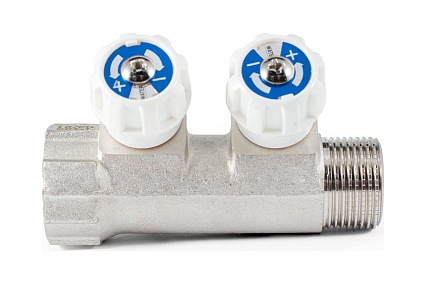 Коллектор с регулировочными вентилями PROFACTOR в/н 3/4" х 2 вых 1/2"нар PF MV 268.2