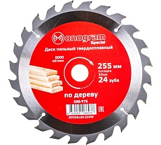 Диск пильный твердосплавный Special (255х30 мм; 24 зуба) MONOGRAM 086-976