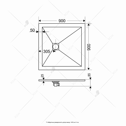 Поддон для душа RGW Stone Tray ST-0099G 90x90 графит