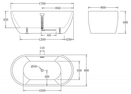 Акриловая ванна BelBagno BB70-1700 170x80 см