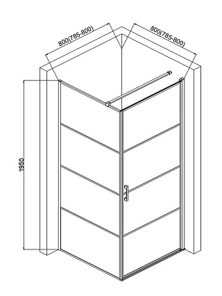 Душевой уголок AQUAme AQM5215-RH-8 80x80 правый, прозрачный, черный