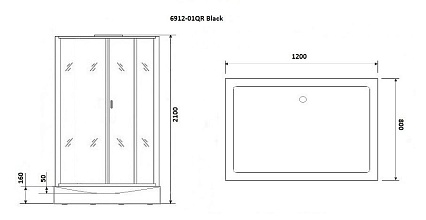 Душевая кабина Niagara Premium NG- 6912-01QR BLACK 120x80, правая