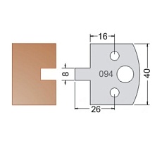 Нож мультисистема HSS шип-паз 8 мм профиль 40x20x4 мм Dimar 3309440