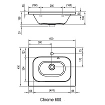 Раковина Ravak Chrome 60 см с отверстиями