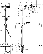 Душевая стойка Hansgrohe Crometta E 240 Showerpipe 27271000 термостат