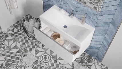 Мебель для ванной Velvex Pulsus 100 см белый глянец