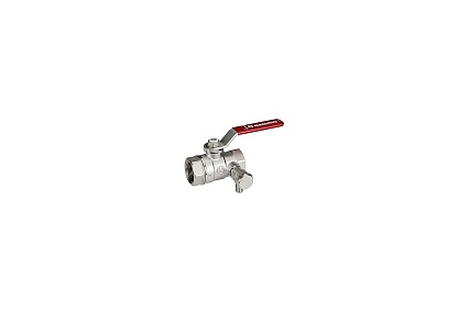 Шаровой кран Giacomini R250DS, 1", ВВ, ручка-рычаг красный, хромированный, со сливом R250SX005