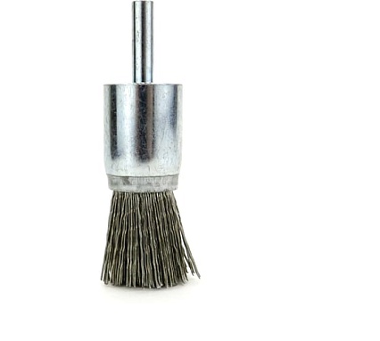 Щетка концевая стабильная плоская EuroBrush тип 102F Д20 с хв-м д6x22, ворс гофр нерж сталь 0,50, до 12000 об/мин код 13-091 EB-E20SS2