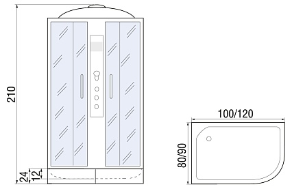 Душевая кабина River Desna 100/80/24 МТ 100x80 матовая, правая 10000002557