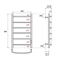 Полотенцесушитель электрический Point PN04858B П6 50x80 диммер справа, черный