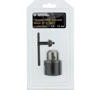 Патрон сверлильный 1.5-13 мм конус В12 ЗВП с ключом Diamond Industrial DIDPATR1513B12