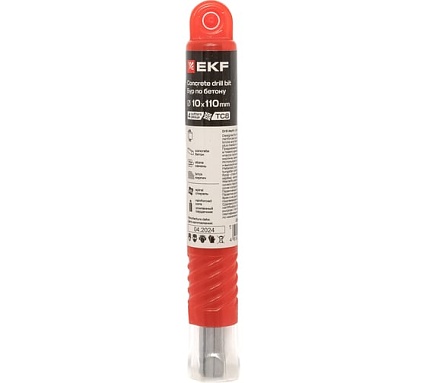 Бур по бетону 10x110 мм, SDS-plus (4 резца) Professional EKF db-10-110-4x4-ue