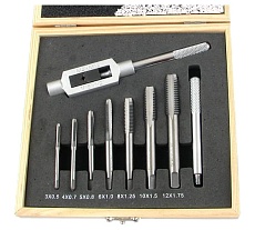 Комплект резьбонарезного инструмента CNIC Вороток и 7 метчиков М3-М12 9ХС в дер. коробке 8 поз. 38476