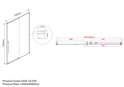 Душевая дверь Vincea Arno VPS-1A120CLB 120x200 черный, прозрачное