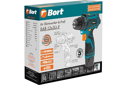 Аккумуляторная дрель-шуруповерт Bort BAB-12x2Li-F 93413083